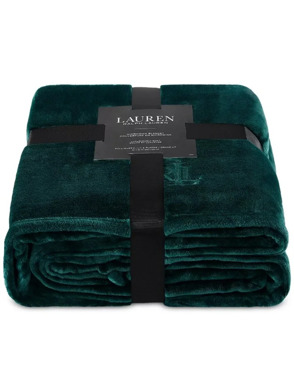 Ralph Lauren Classic Micromink Blanket Full / Queen GREEN 90